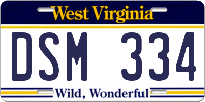 WV license plate DSM334