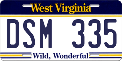 WV license plate DSM335