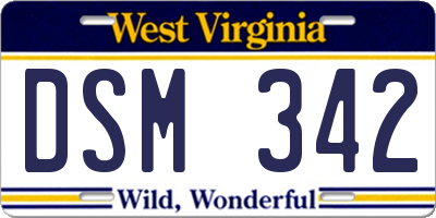 WV license plate DSM342