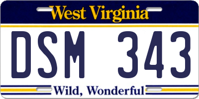 WV license plate DSM343