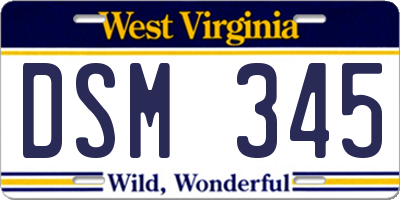 WV license plate DSM345