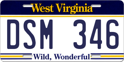 WV license plate DSM346