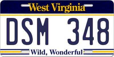 WV license plate DSM348