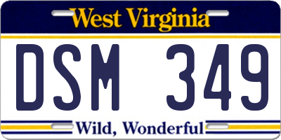 WV license plate DSM349