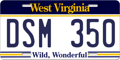 WV license plate DSM350