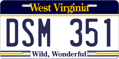 WV license plate DSM351