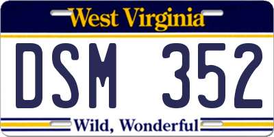 WV license plate DSM352