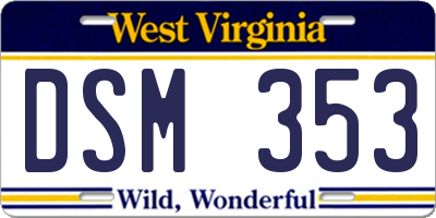 WV license plate DSM353