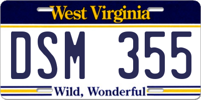 WV license plate DSM355