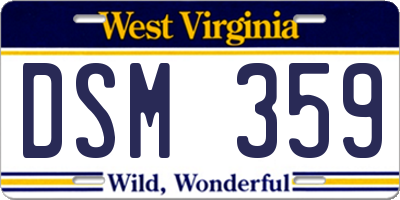 WV license plate DSM359