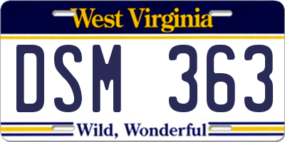 WV license plate DSM363