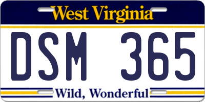 WV license plate DSM365