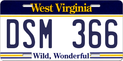 WV license plate DSM366
