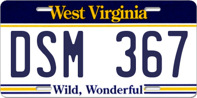 WV license plate DSM367