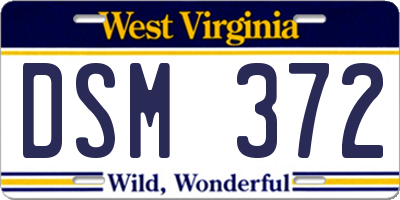 WV license plate DSM372