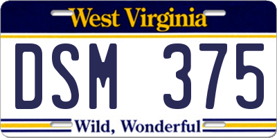 WV license plate DSM375