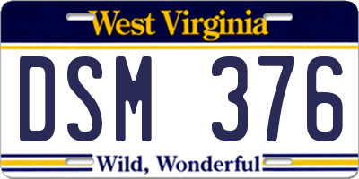 WV license plate DSM376