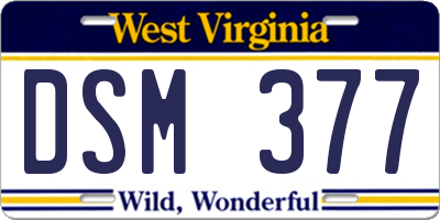 WV license plate DSM377