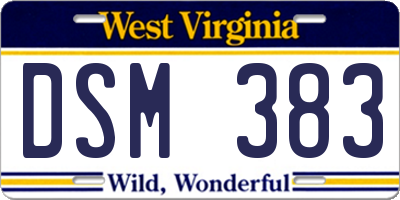 WV license plate DSM383