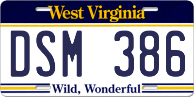 WV license plate DSM386