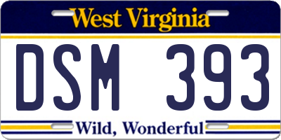 WV license plate DSM393