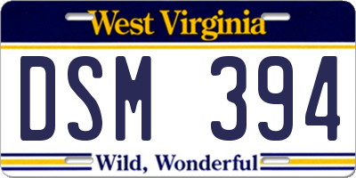 WV license plate DSM394