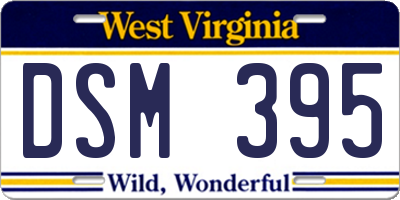 WV license plate DSM395