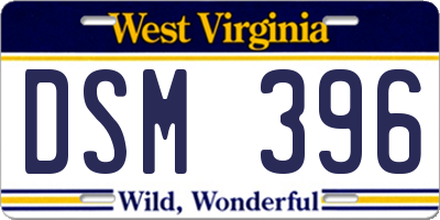 WV license plate DSM396