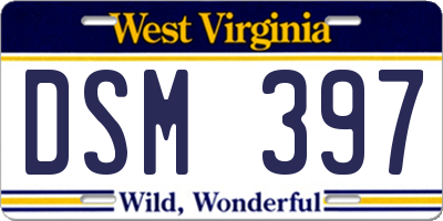 WV license plate DSM397