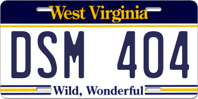 WV license plate DSM404