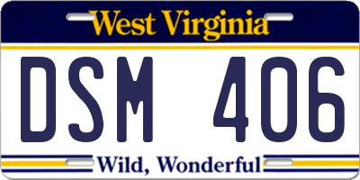 WV license plate DSM406