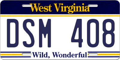 WV license plate DSM408