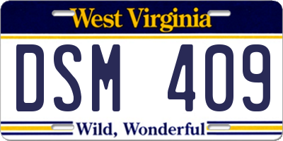 WV license plate DSM409