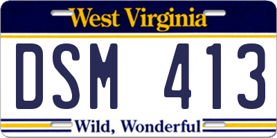 WV license plate DSM413