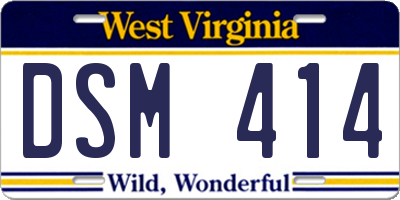 WV license plate DSM414