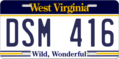 WV license plate DSM416