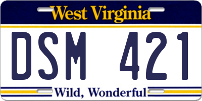 WV license plate DSM421