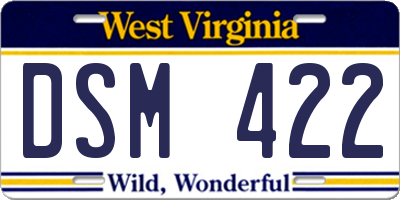 WV license plate DSM422