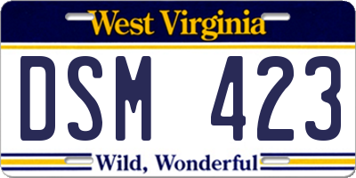 WV license plate DSM423