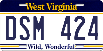 WV license plate DSM424