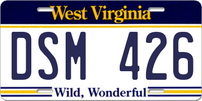 WV license plate DSM426