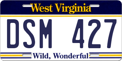 WV license plate DSM427