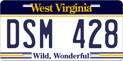 WV license plate DSM428