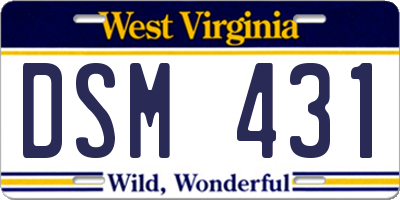 WV license plate DSM431