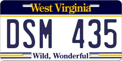 WV license plate DSM435