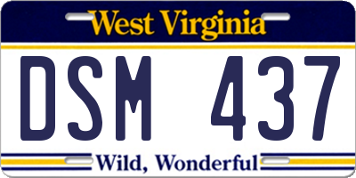 WV license plate DSM437