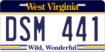 WV license plate DSM441