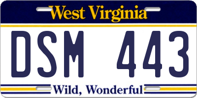 WV license plate DSM443
