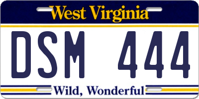 WV license plate DSM444