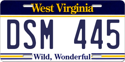 WV license plate DSM445